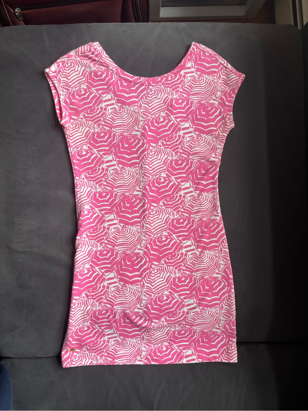 Lilly Pulitzer Pink and White Beach Umbrella Cap Sleeve Dress